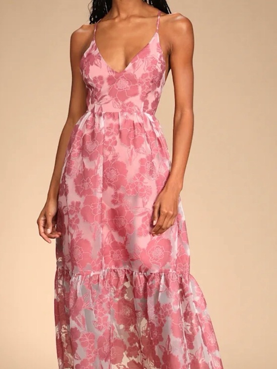 Lulus Dresses & Skirts - Lulu's Dusty Rose Floral V-Neck Maxi Dress